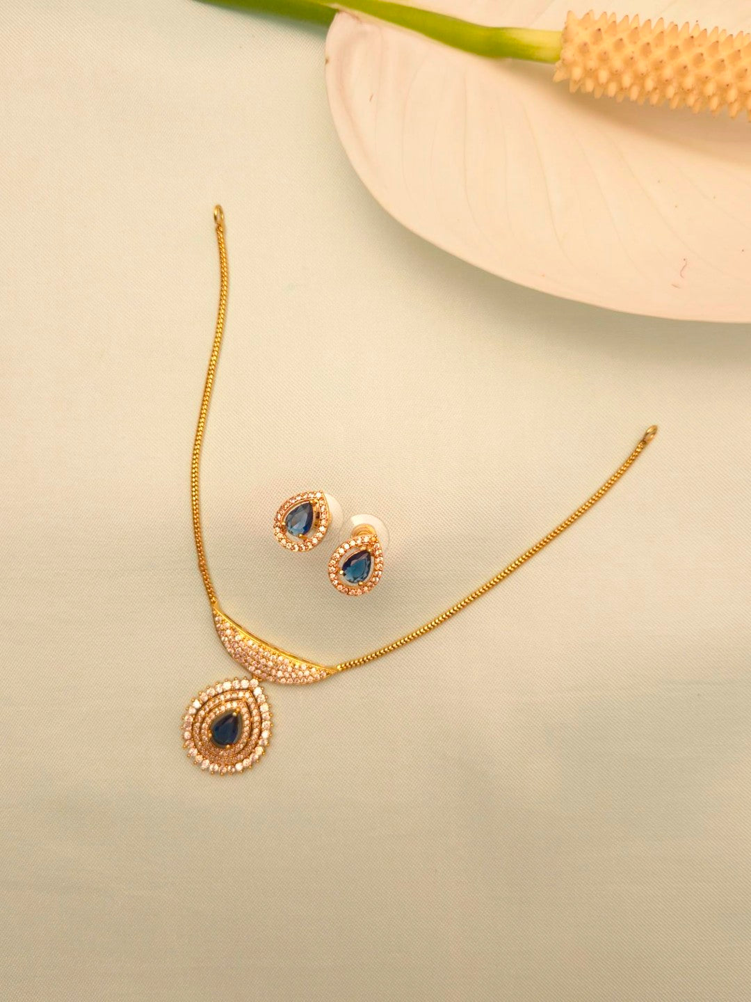 CZ Teardrop Necklace Set