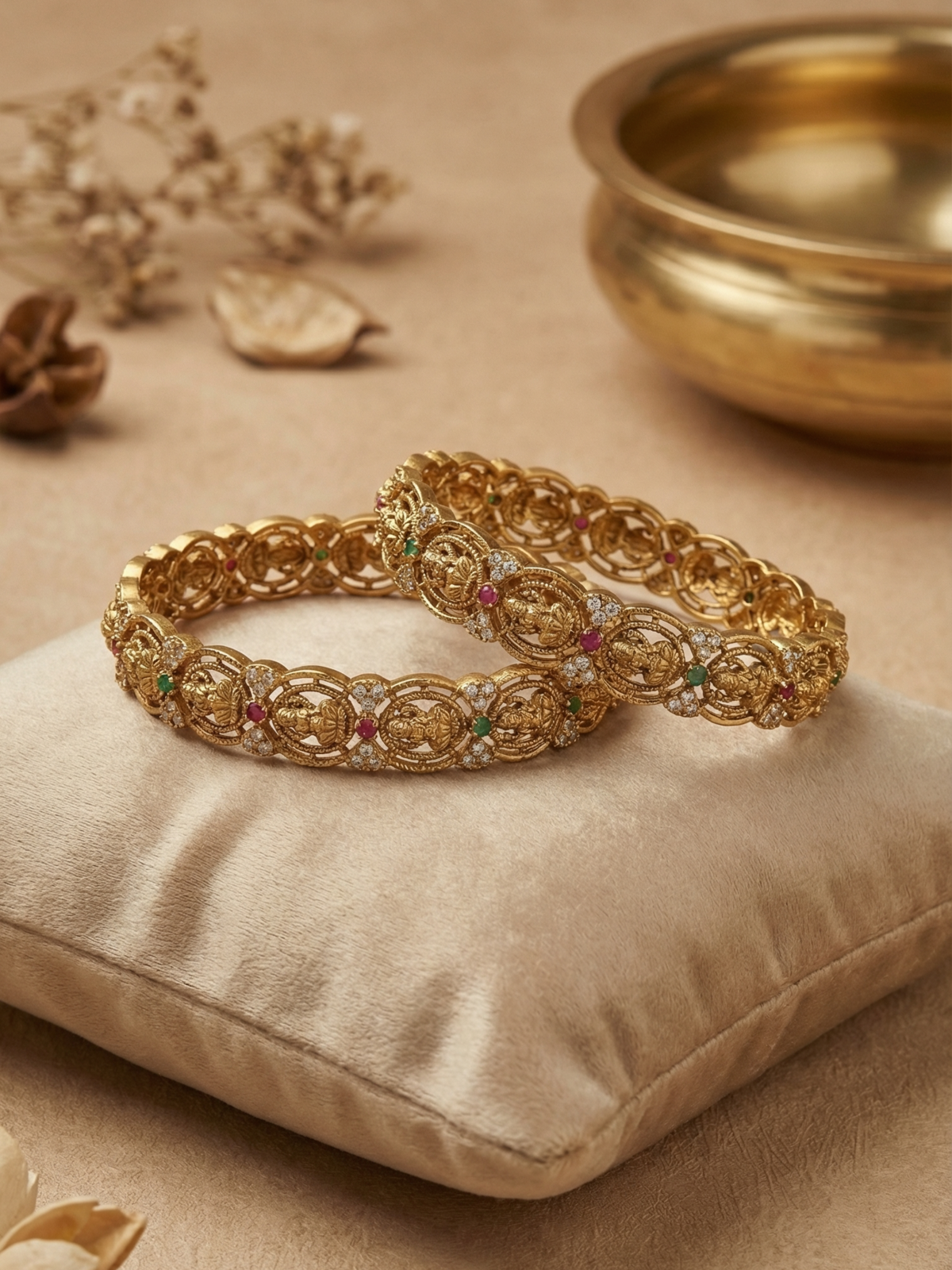 Heritage Lakshmi Coin Bangles (Set of 2)