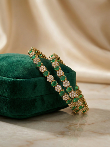 Premium Green and white CZ Bangles