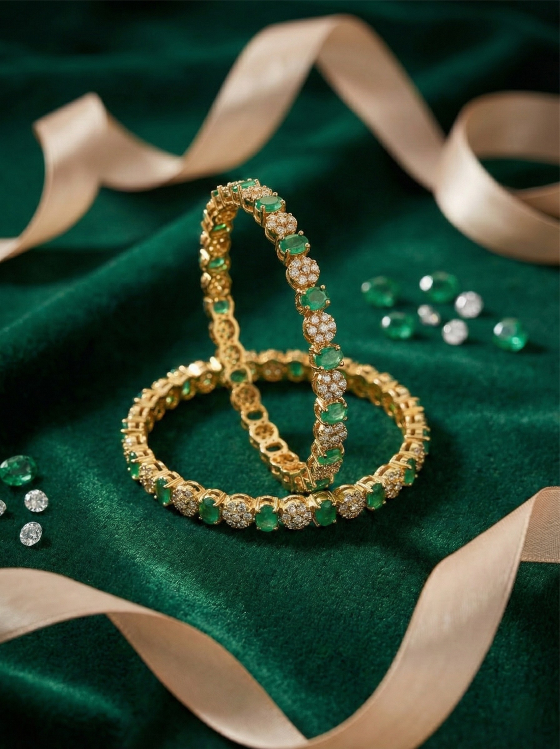 Premium Green and white CZ Bangles