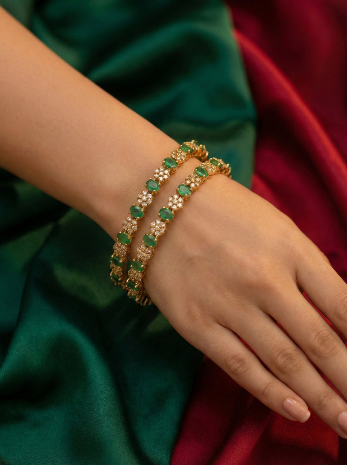 Premium Green and white CZ Bangles