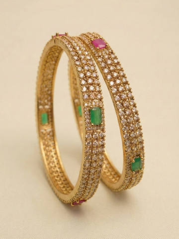 Sparkle Pink & Green CZ Stone Bangles