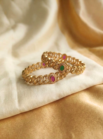 Floral CZ Stone Bangles