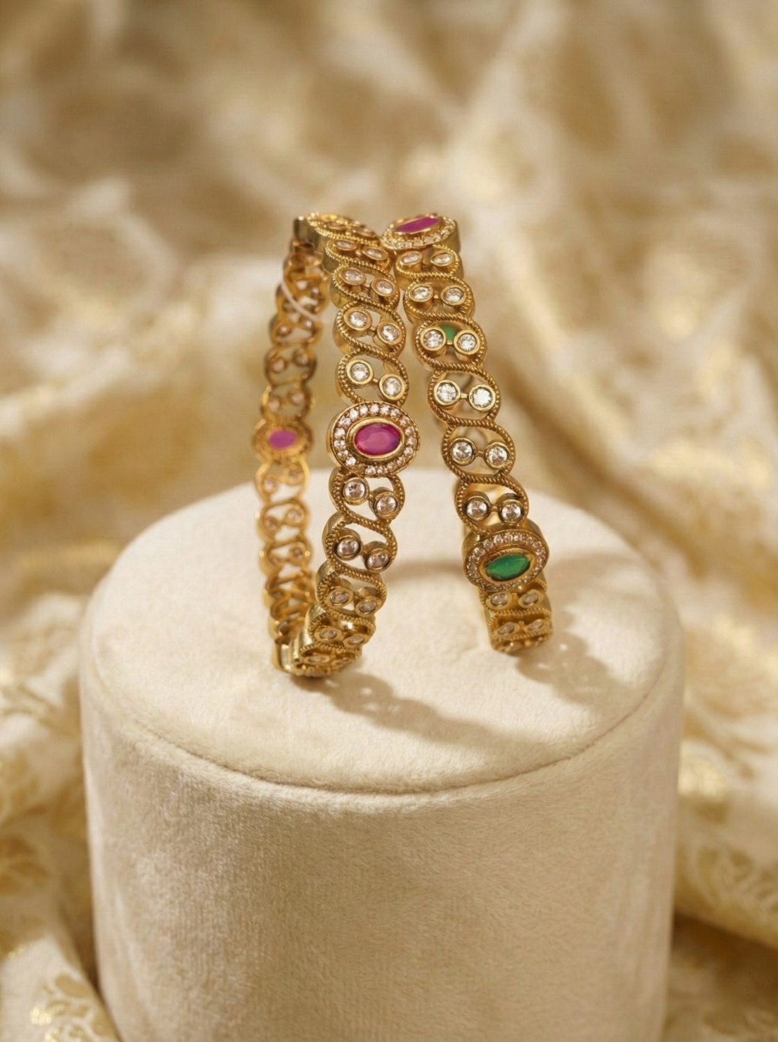 Floral CZ Stone Bangles