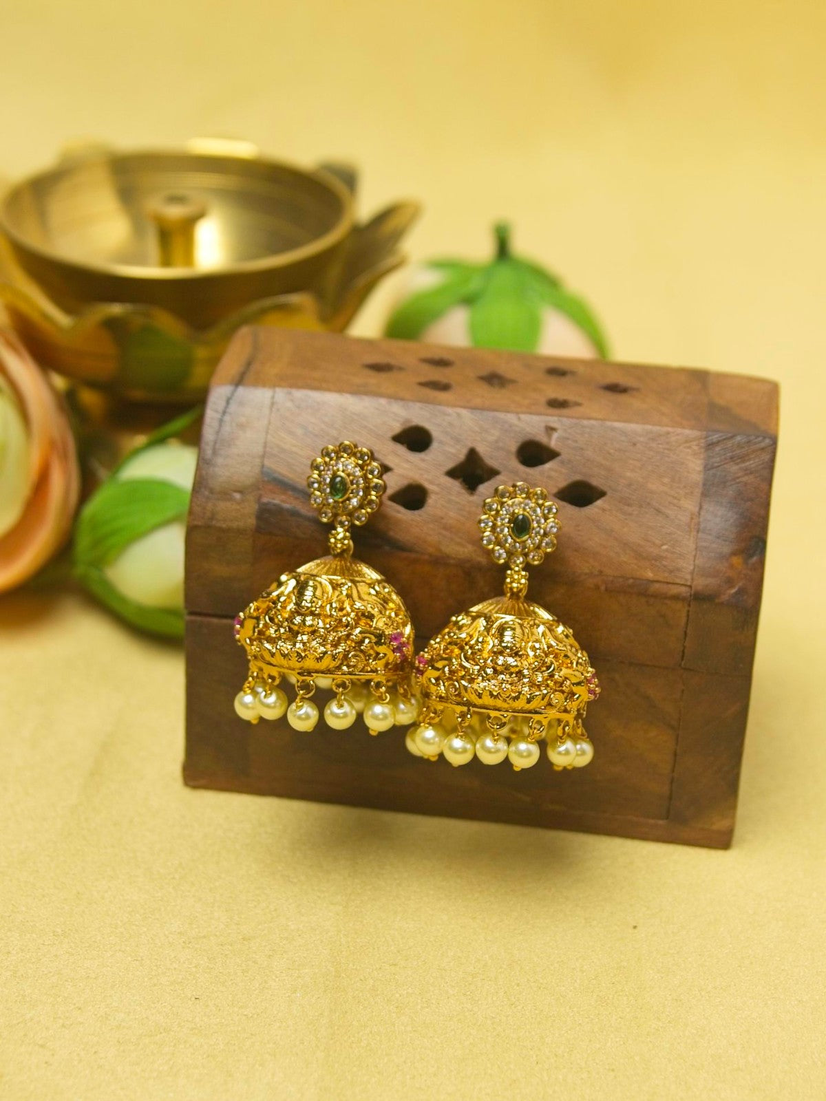 Lakshmi Vaibhava Hasli Bridal Set with Pearl Drops & Jhumkas-A Royal Statement Piece