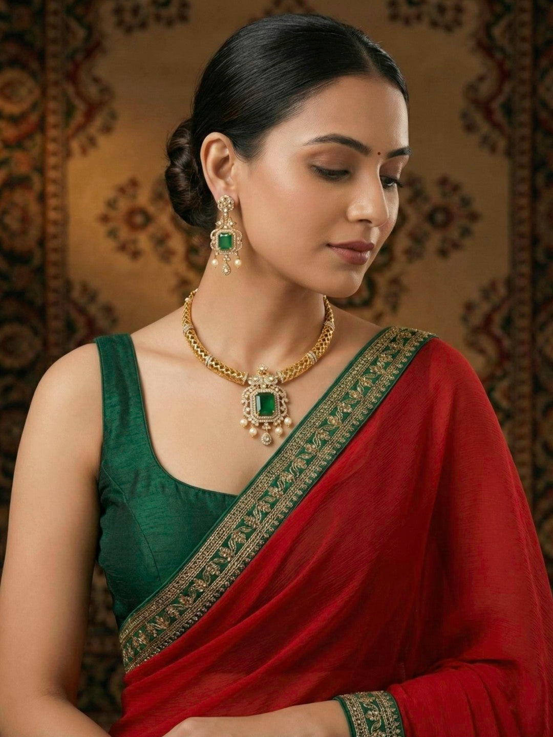 Emerald Ratna Hasli Necklace Set