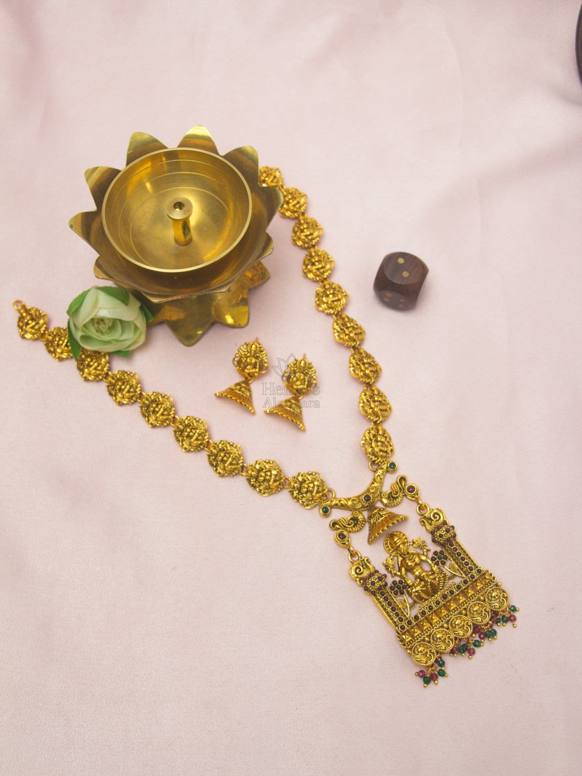 Premium Antique Finish Lakshmi Haram Necklace Set