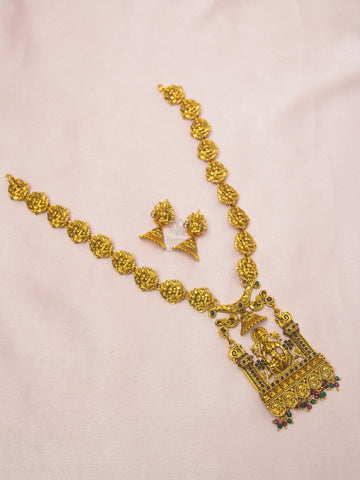 Premium Antique Finish Lakshmi Haram Necklace Set