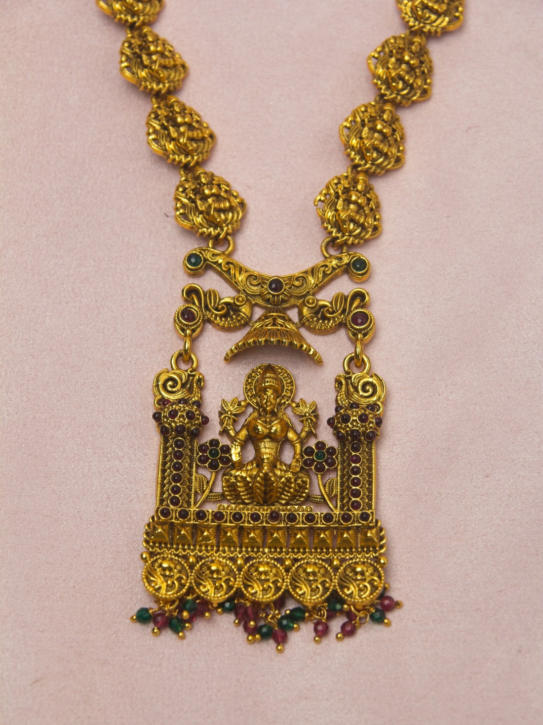 Premium Antique Finish Lakshmi Haram Necklace Set