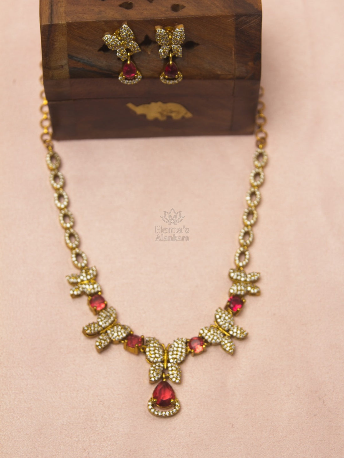Premium Butterfly CZ Necklace Set for Women | Bridal & Party Wear