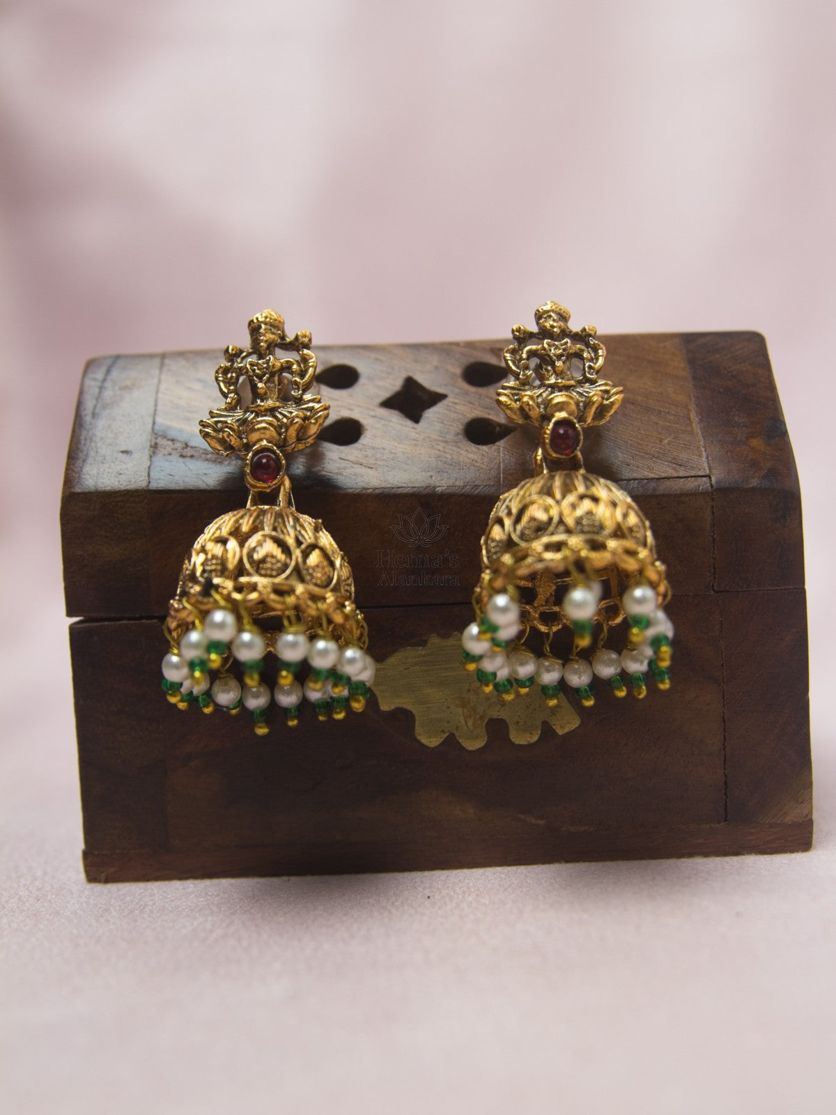 Lakshmi Temple  Necklace Set with Jhumka Earrings
