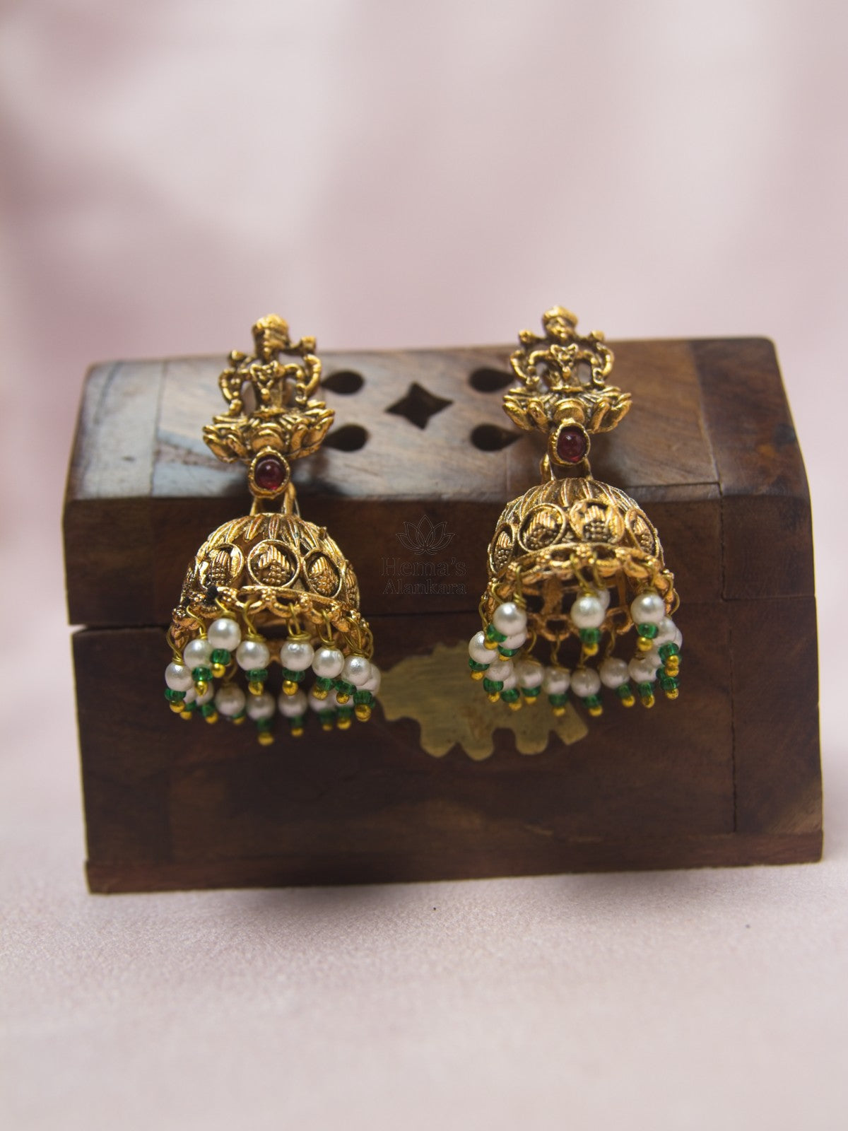Lakshmi Temple  Necklace Set with Jhumka Earrings