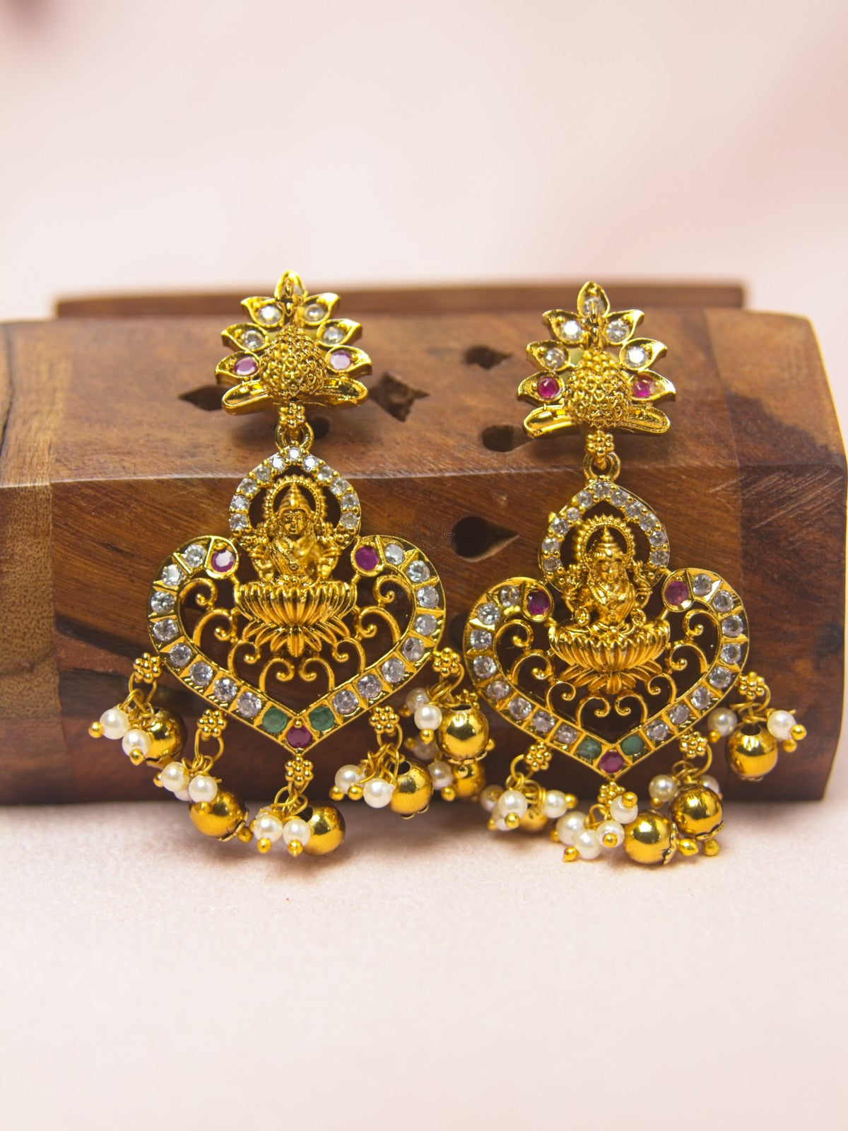 Lakshmi Peacock Temple Haram Set | Antique Gold Bridal Long Necklace with Earrings