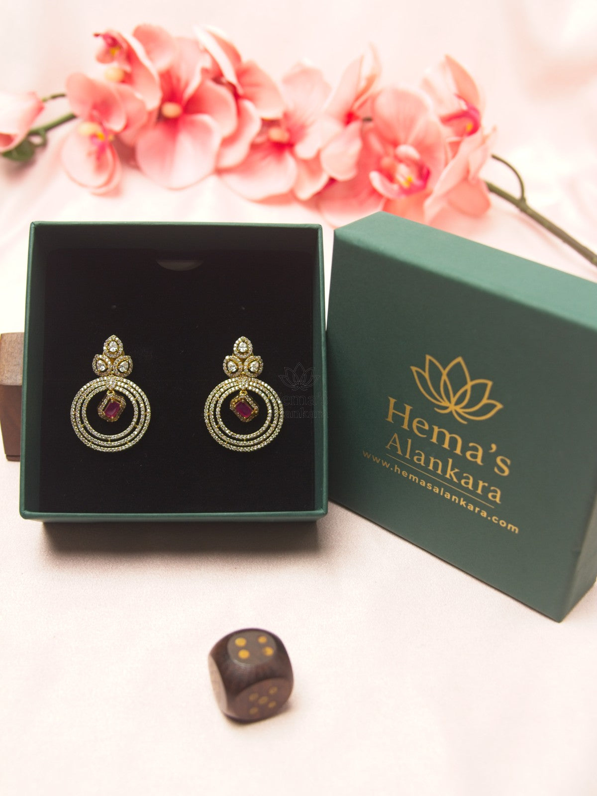 Designer White CZ Circular Statement Earrings