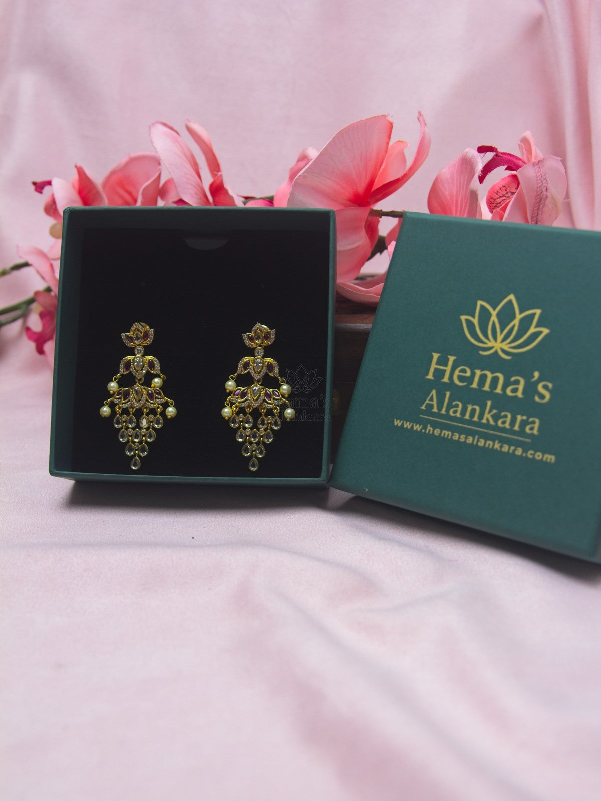 Elegant Grape-Shaped Ruby CZ Drop Earrings with Pearl Drops