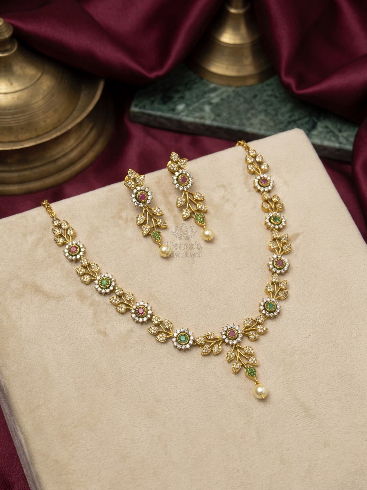 Spring Blossom Multicolor Necklace Set with Earrings