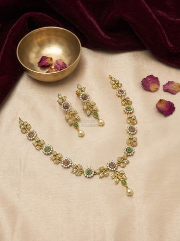Spring Blossom Multicolor Necklace Set with Earrings