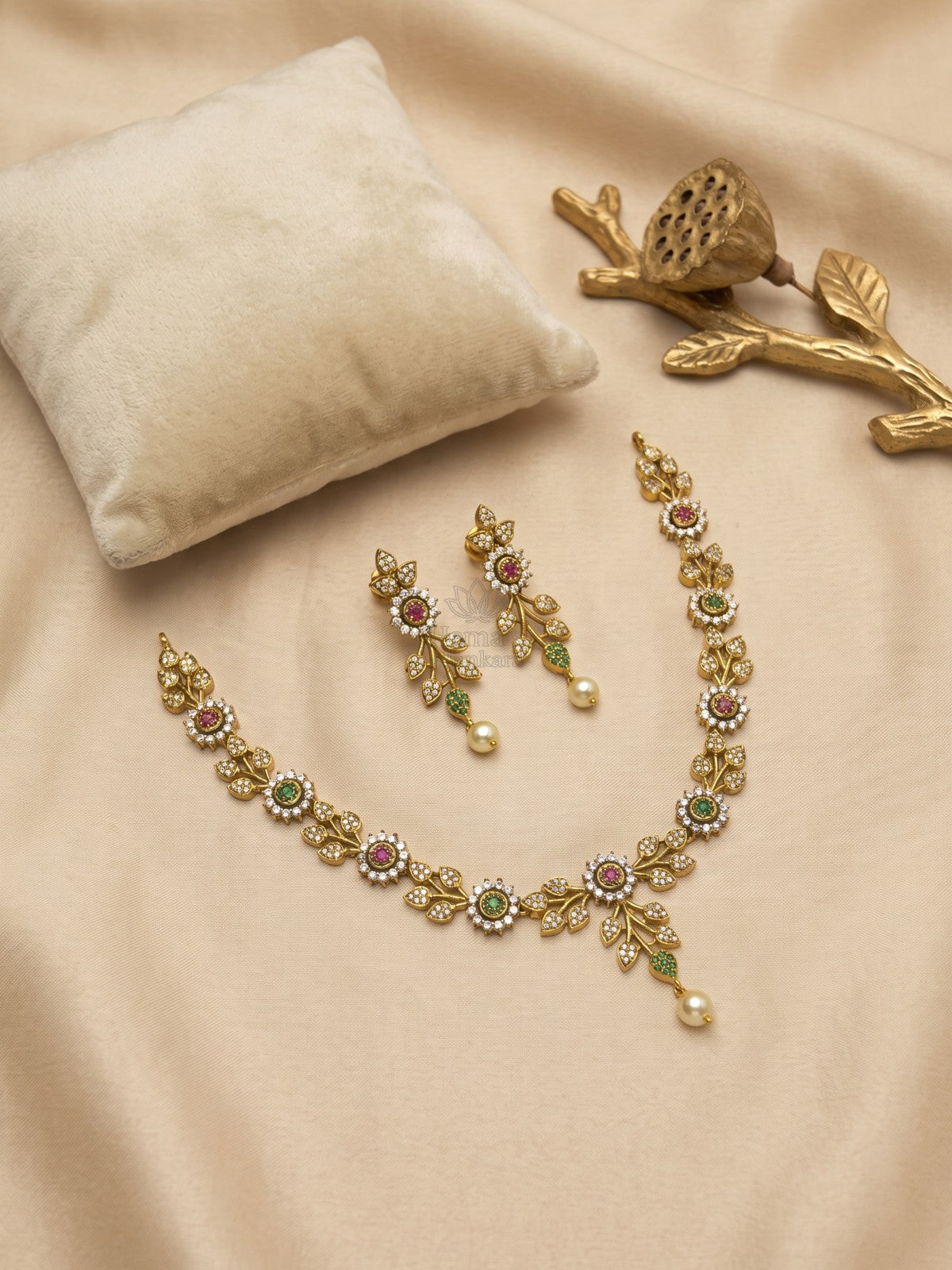 Spring Blossom Multicolor Necklace Set with Earrings