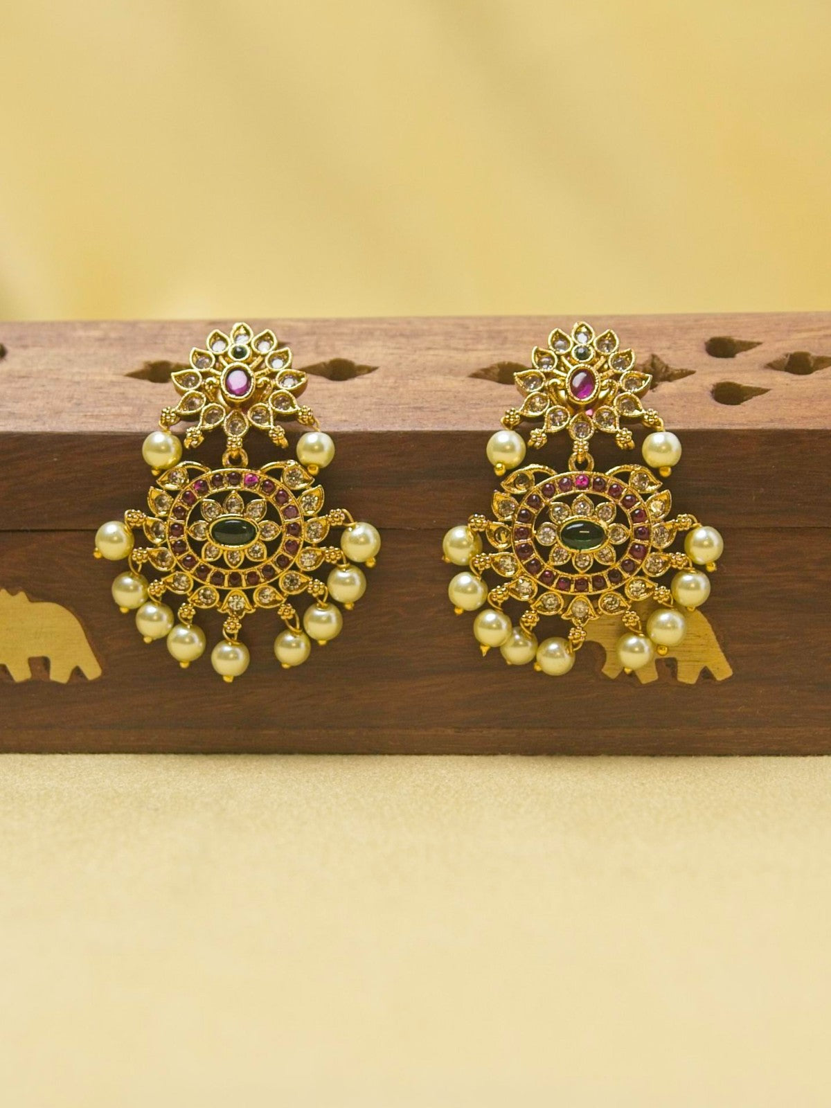 Lakshmi Coin Necklace Set with Kundan & Pearl Drops – Traditional Temple Jewellery