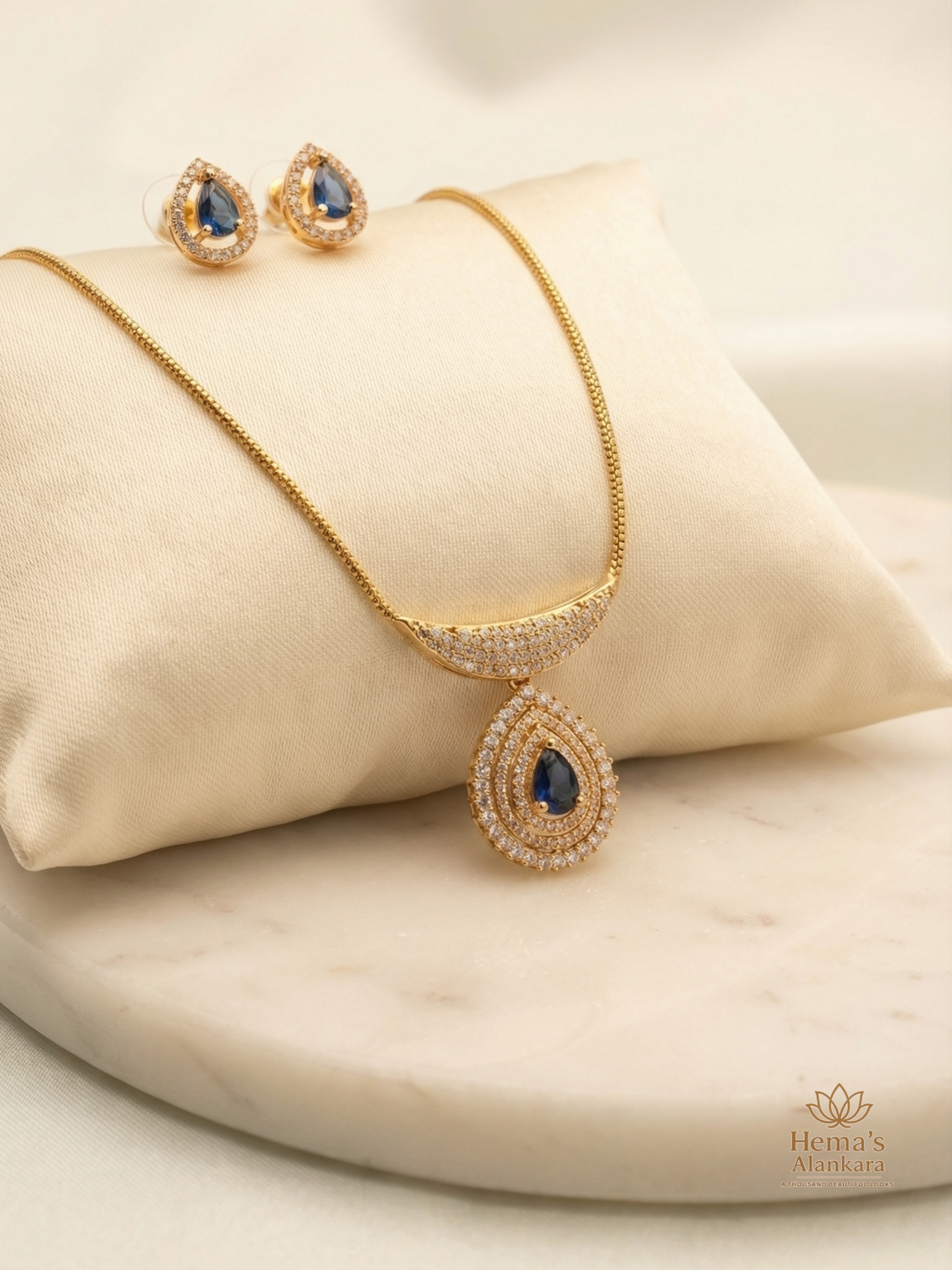 CZ Teardrop Necklace Set