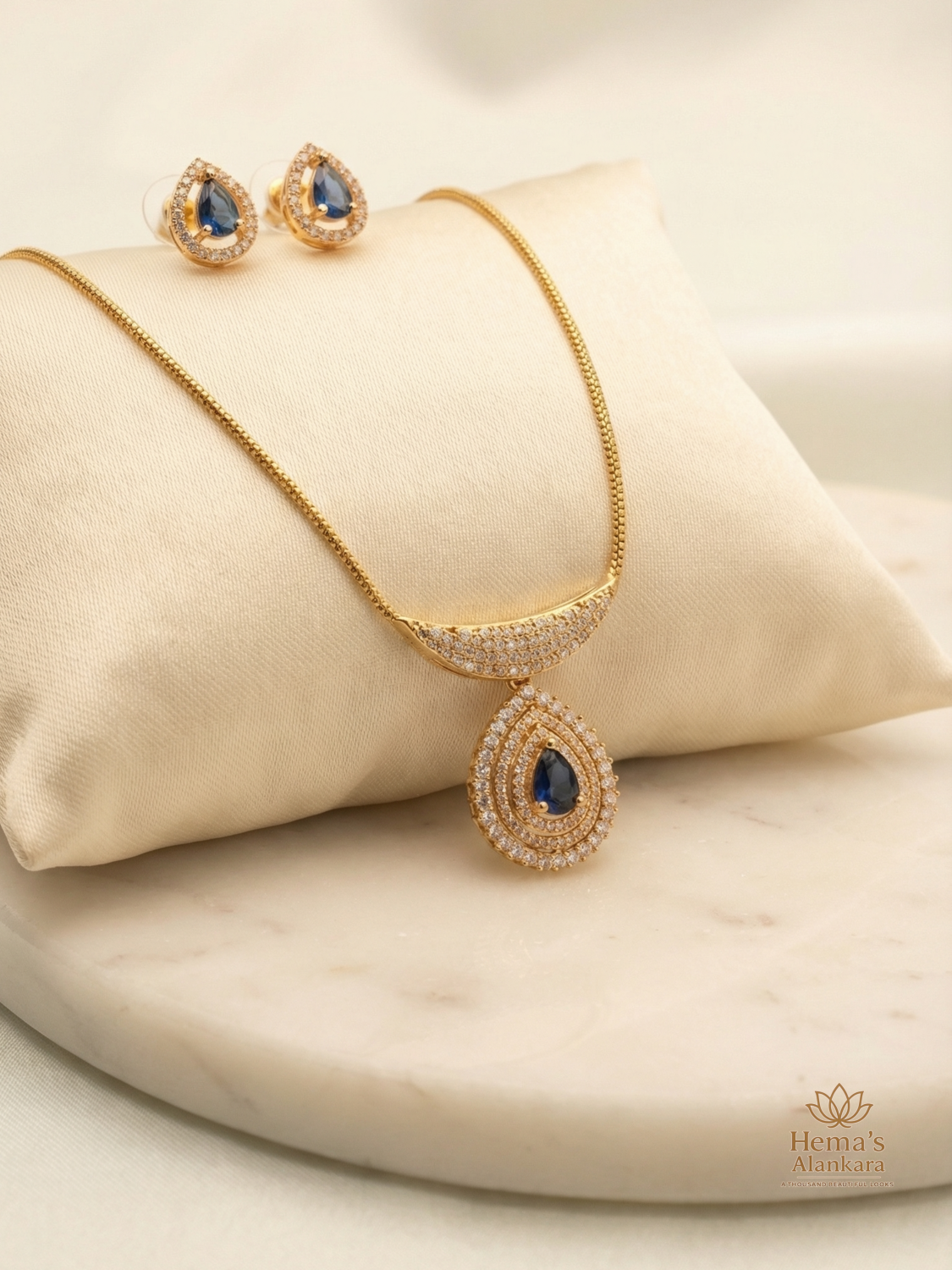 CZ Teardrop Necklace Set