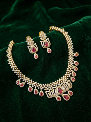Lotus Pendant Short Necklace Set.